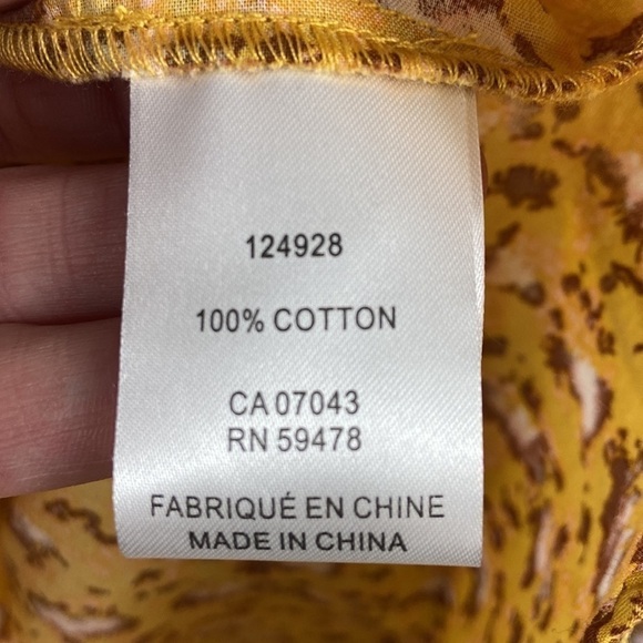 JOIE Boho Floral Prairie Puff Sleeve Ruffle Yoke Button Down Top Size S - Picture 5 of 12